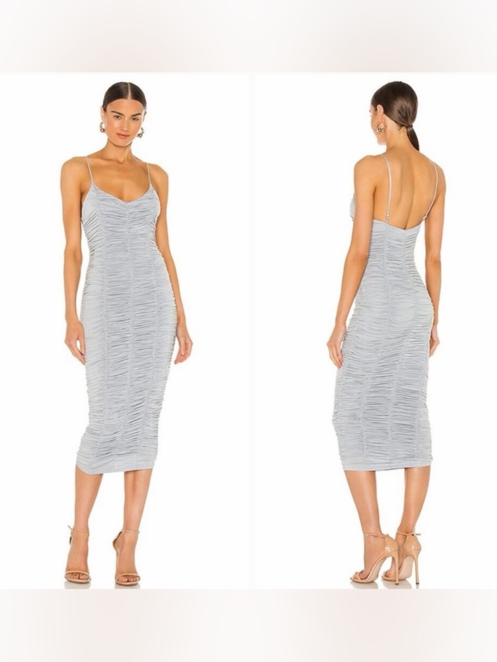 Revolve x Michael Costello Ruched Midi Dress in Baby Blue